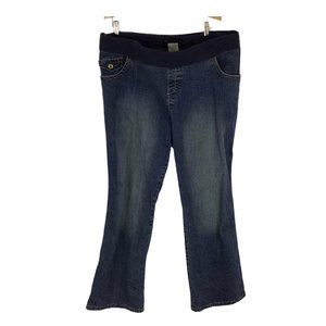 TM Style XL Maternity Denim Blue Jeans High Rise Medium Wash Flare Flap Pockets